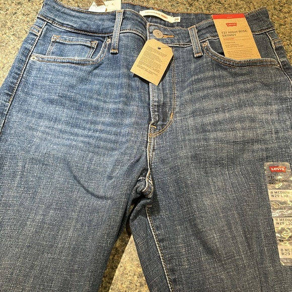 Levi’s 721 high rise Skinny jeans distressed size 8 Medium W29 L30 NEW 5 pocket - Picture 6 of 12